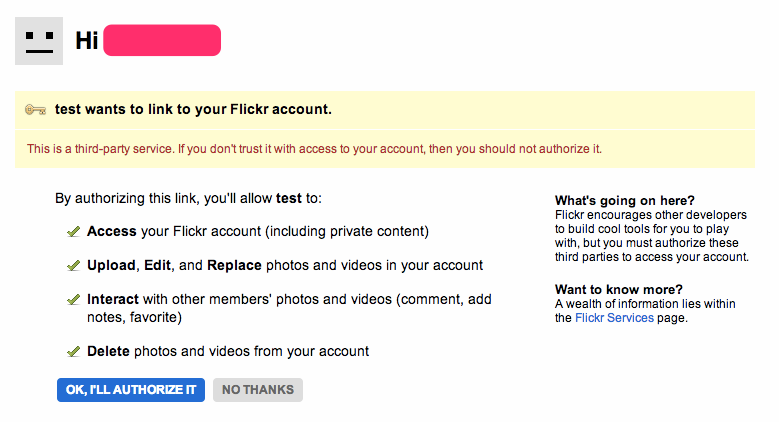 Flickr Authorize test
